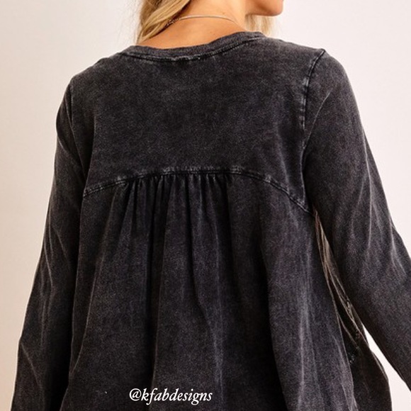 LAST 3! 100% Organic Cotton Mineral Washed A Line Deep Charcoal Top! - Picture 7 of 7